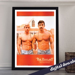 THE HAYLOFT California Vintage Gay Nightclub Poster - Digital Printable A3 Download - Muscle, LGBT, Gay, Retro, Queer
