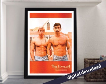 THE HAYLOFT California Vintage Gay Nightclub Poster - Digital Printable A3 Download - Muscle, LGBT, Gay, Retro, Queer
