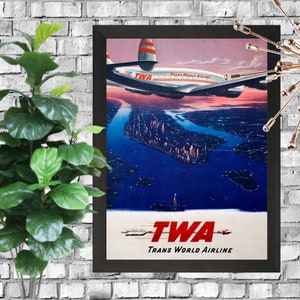TWA Trans World Airlines Airplane-  A3 Downloadable Art Print - Retro Poster Print - Trans World Airlines