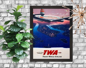 FLY TWA トランスワールド航空 ボーイング 707 旅行ポスター