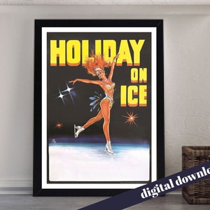 HOLIDAY ON ICE Ice Skating Las Vegas Vintage Poster - Digital Download - Vintage Travel, Retro, Showgirl