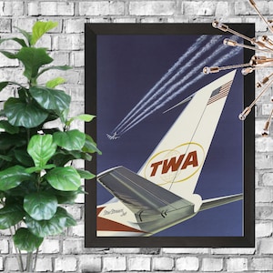 TWA Trans World Airlines Airplane-  A3 Downloadable Art Print - Retro Poster Print - Trans World Airlines