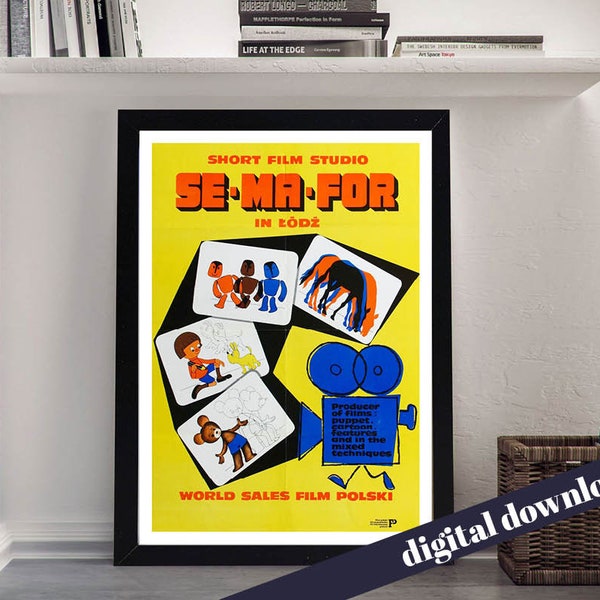 SE-MA-FOR Short Film Studio Polish Vintage Poster - Digital Printable Download - Mid-Century, Dance, Animation, Retro