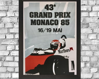 Monaco Grand Prix 85 Travel Poster -  A3 Downloadable Art Print - Retro Poster Print