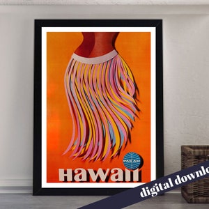 HAWAII Pan Am Pan American World Airways Vintage Poster - Digital Download - Vintage Travel, Retro, Airline, America