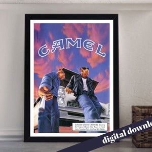 Poster di sigarette vintage CAMEL - Stampa artistica scaricabile A3 - Vintage, retrò, americano, sigari, tabacco, cammello