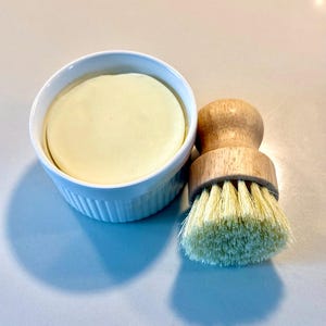 Solid Dish Soap Bar | Coconut Oil, Zero Waste Kitchen with Optional Brush Set | Gift