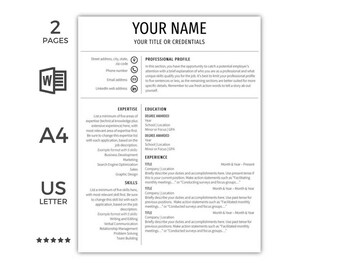 Resume Template Instant Download CV Template Cover Letter Professional Resume Design Creative Resume DIY Printable Modern Resume CV Resume