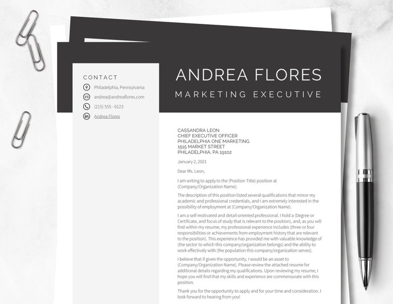 Modern Resume Template Professional Resume CV Template Instant Download Resume CV Microsoft Word Resume Template CV Template Resume Template image 5