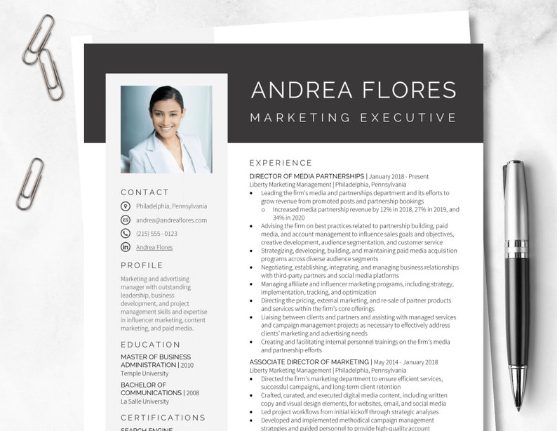 Modern Resume Template Professional Resume CV Template Instant Download Resume CV Microsoft Word Resume Template CV Template Resume Template image 1