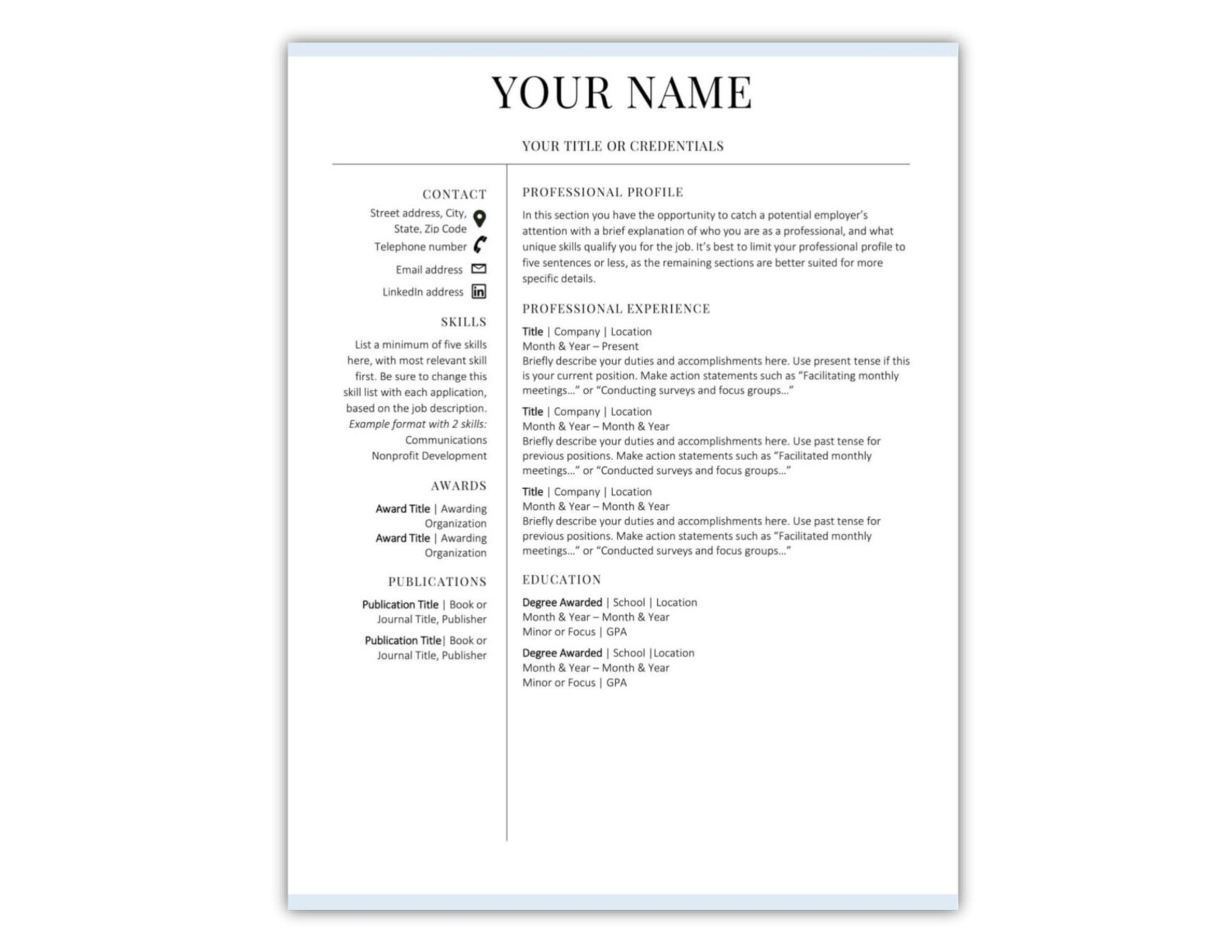 Resume Template Instant Download CV Template Cover Letter Resume CV 