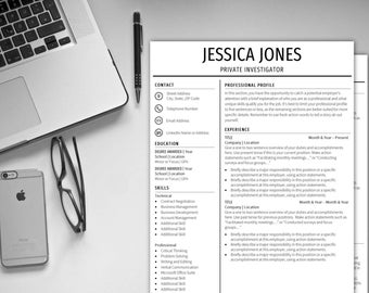 Resume Template 1 Page 2 Page CV Template Cover Letter Instant Digital Download Resume CV Professional Resume Standard Resume Easy Resume CV