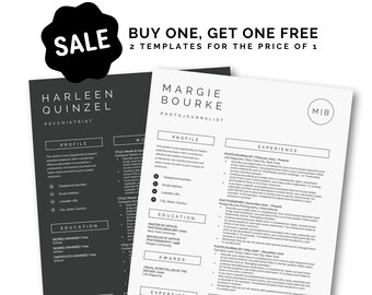 Resume Templates | Buy One Get One Free Resume Template for Word Resume Wor Free Resume CV Bundle Free CV Professional Resume Modern Resume