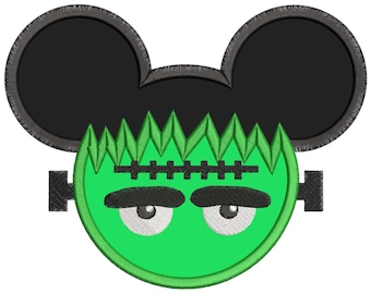 Frankenstein Mickey Ears Applique Design - Mickey Mouse Ears - Frankenstein Applique Design - Instant Download