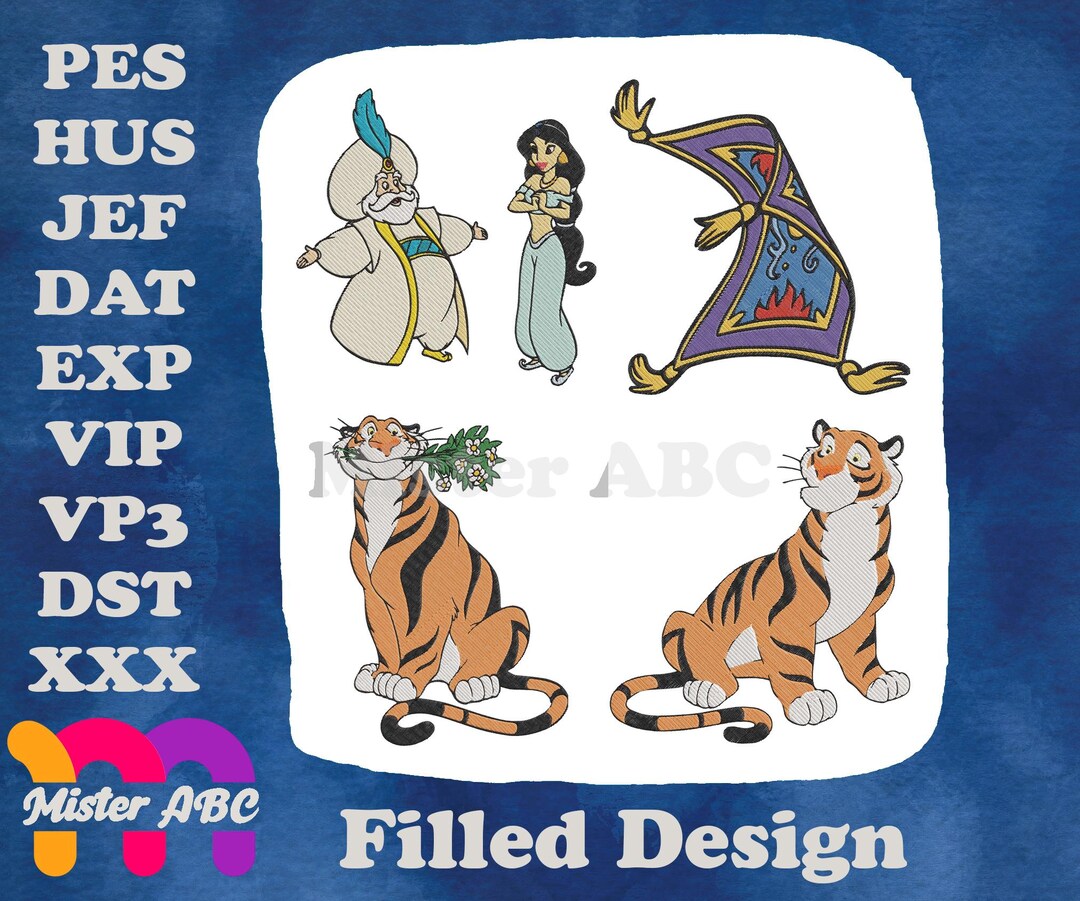 Aladdin Sultan Jasmine Rajah Tiger and Magic Carpet Various Poses ...