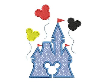 Castle embroidery design - Disney embroidery design - Mickey mouse applique design - Baby embroidery