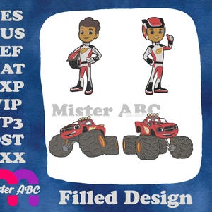 Wasabi Blaze From Blaze And The Monster Machines Character - Filled Embroidery Design