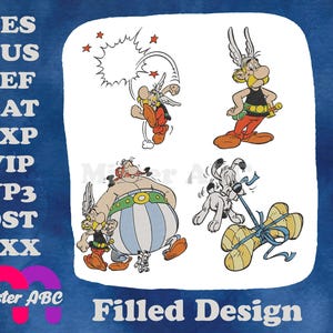 Iconic Toon Stars Brain Pinky Brain Asterix Obelix Cruella 101 Dalmatians Set - Filled Embroidery Design
