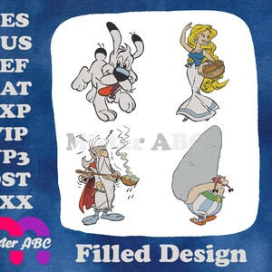 Asterix Obelix Dogmatix Menhir Boar Roman Soldier Gaulish Adventures Comic Collection - Filled Embroidery Design