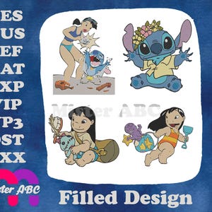 Disney Lilo Stitch Nani segurando Stitch Lilo com Scrump Doll Baby Carrier Collection - Design de bordado preenchido