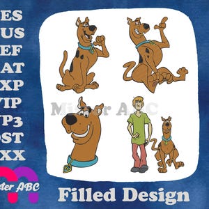Scooby Doo Characters Scooby Doo Various Poses And With Shaggy Rogers Best Pals - Filled Embroidery Design