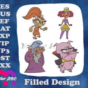 Classic Toons Slappy Squirrel Oswidge Wizard Princess Candy Superhero Pig Mix - Filled Embroidery Design