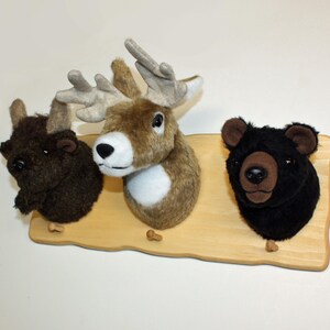 Cap Rack With Tiny Plush Mounts - &#39;Buffalo, Deer & Bear&#39;