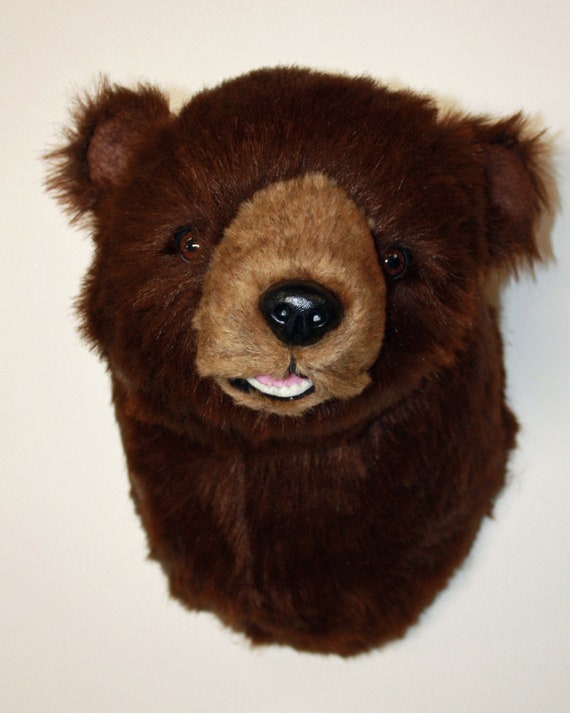 stuffed bear head wall mount