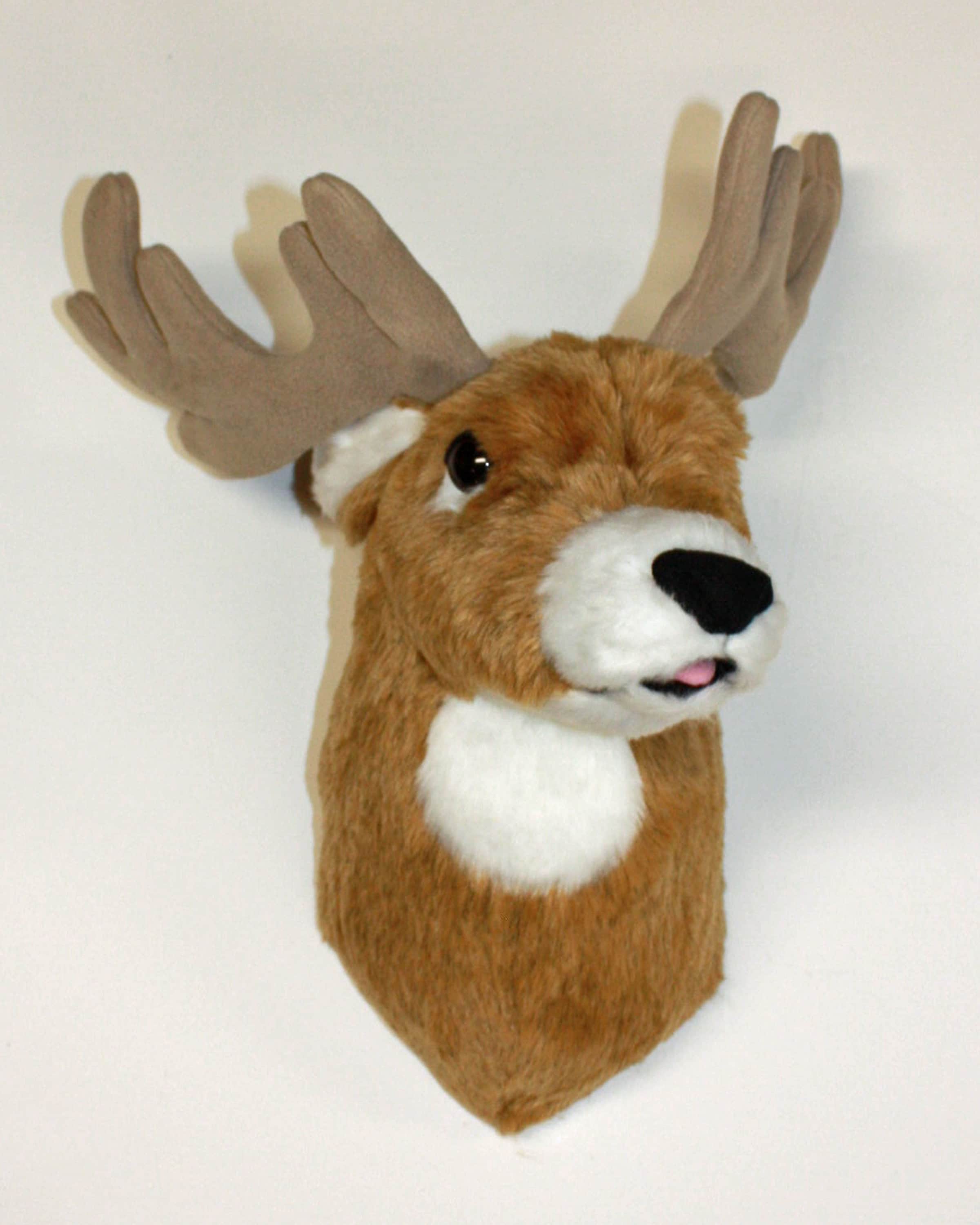 plush deer head wall mount