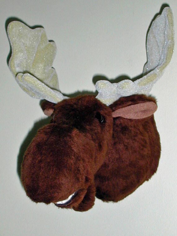 plush moose head wall mount