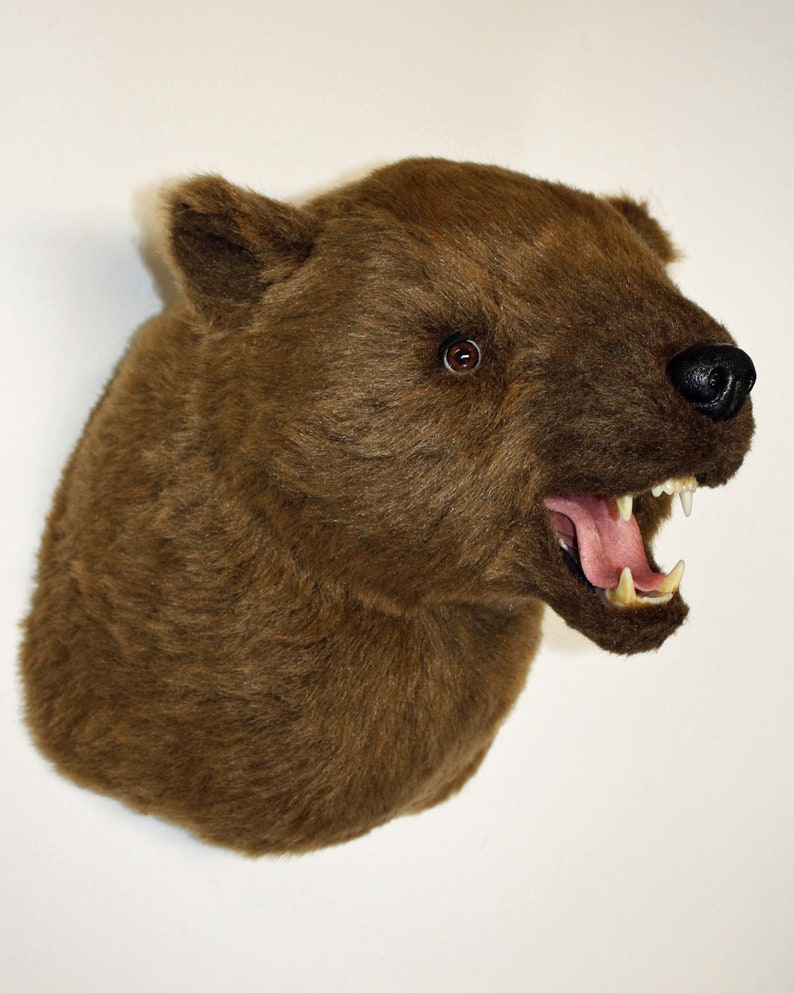 Plush Grizzly Bear Head Lou X Large Shoulder Mount Etsy