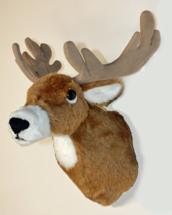 plush deer head wall mount