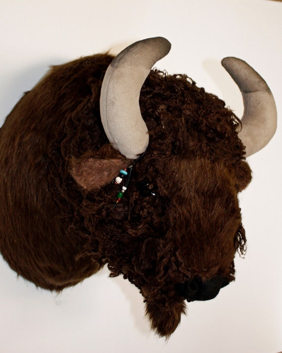 stuffed buffalo head