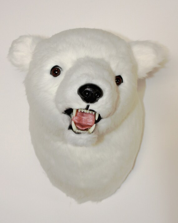 Plush Polar Bear Head Callisto Large Wall Mount Etsy