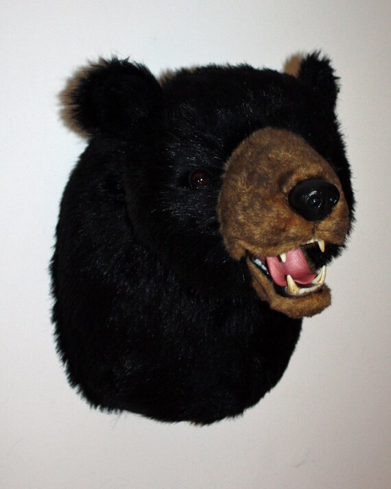stuffed bear head wall mount