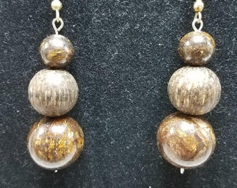 Wood and Ceramic Earrings