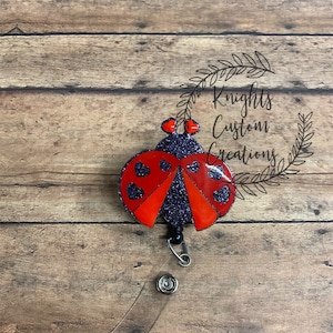 Lady Bug Badge Reel, ID Holder, Retractable Badge Reel, Interchangeable Badge Reel, Medical Badge Reel, Teacher Badge Reel,
