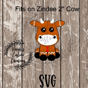 Gingerbread Man Cow Zindee Badge Reel SVG Instant Digital Download
