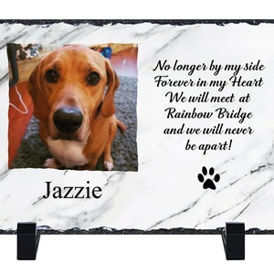 Pet Memorial gift plaque, Celebration of Life gift, Loss of Pet, Sympathy Gift, Photo Stone Slate, Remembrance, Personalized