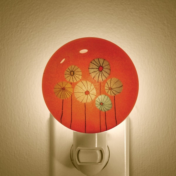 Orange Night Light, Circle Night Light, Cute Night Light, Art in Light, Unique Night Light Gift, Night Light Wall Plug In, LED Night Light