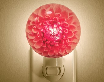 Dahlia Night Light, Dahlia Light, Bathroom Lighting, Night Light, Art Lamp, Flower Night Light, Plug in Night Light, Pink Night Light