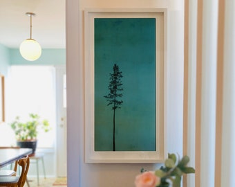 Turquoise Wall Art, Tree Art, Fine Art Print, Vertical art, Tall wall art, Vertical Home Decor, Giclée, Printmaking, Turquoise Home Decor
