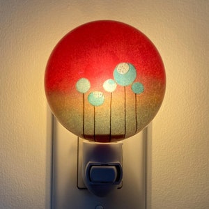 Resin Night Light, Raspberry and Blue Floral, Kids Room Decor