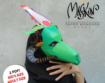 Khnum mask PRINTABLE pattern. Egyptian mask. Egyptian costume. Masquerade mask. Ancien Egyptian. Mask pattern. Egyptian God mask.