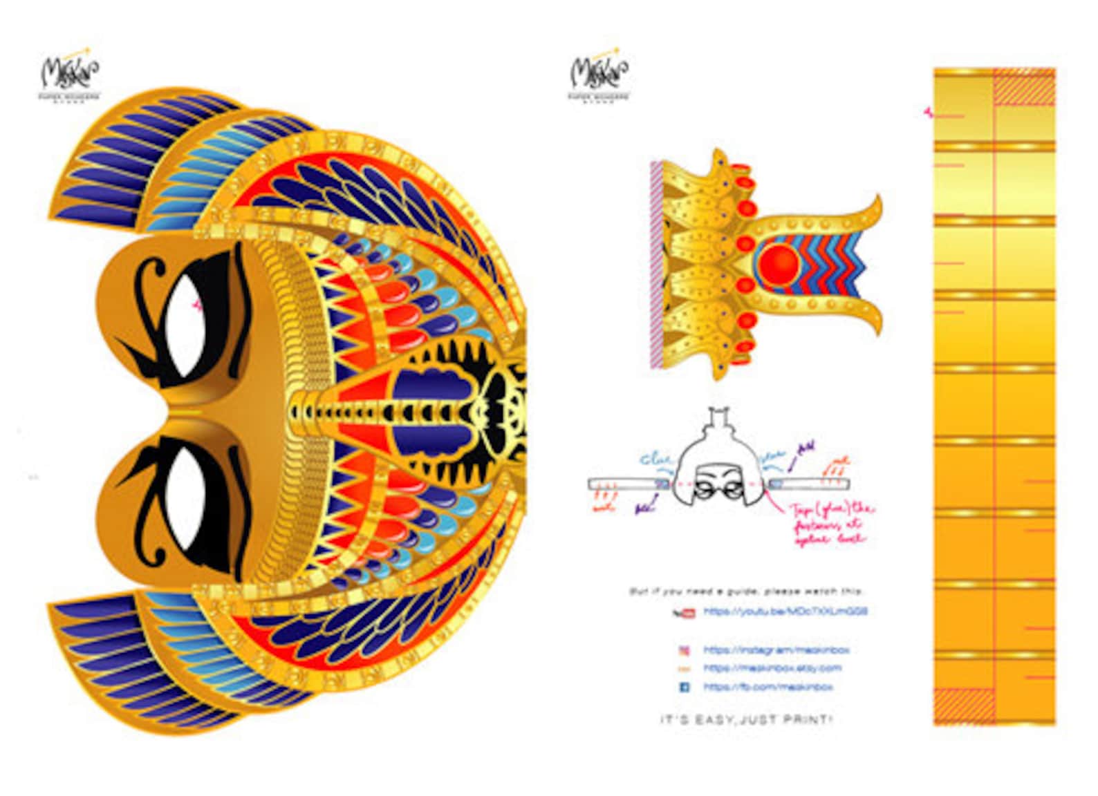 Egyptian Princess PRINTABLE Mask. Egyptian Mask. Ancient Egypt Etsy