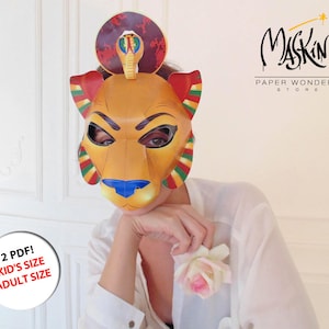 Sekhmet Egyptian Goddess PRINTABLE mask. Sekhmet mask. Egyptian costume. Lioness mask. Masquerade mask. Party mask. Ancient Egypt. Egyptian