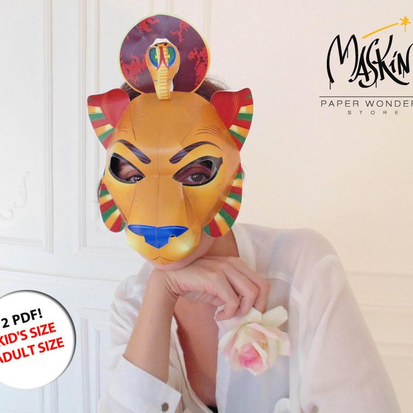 Sekhmet Egyptian Goddess PRINTABLE mask. Sekhmet mask. Egyptian costume. Lioness mask. Masquerade mask. Party mask. Ancient Egypt. Egyptian