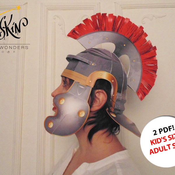 Roman Helmet pattern PRINTABLE. Roman soldier costume. Gladiator helmet pattern. Roman helmet mohawk. Mask helmet. Helmet template. Men mask