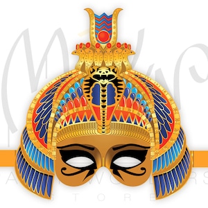 Egyptian Princess PRINTABLE mask. Egyptian mask. Ancient Egypt mask. Egyptian costume mask Egyptian party mask. Egiptian paper mask pattern image 1