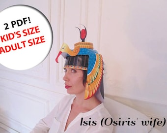 Egyptian mask PRINTABLE pattern. Egyptian goddess. Egyptian headdress. Egyptian costume. Masquerade mask. Ancient Egypt costume. Printable